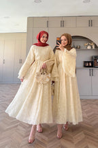 Grace Jacquard Flare Sleeve Maxi Dress