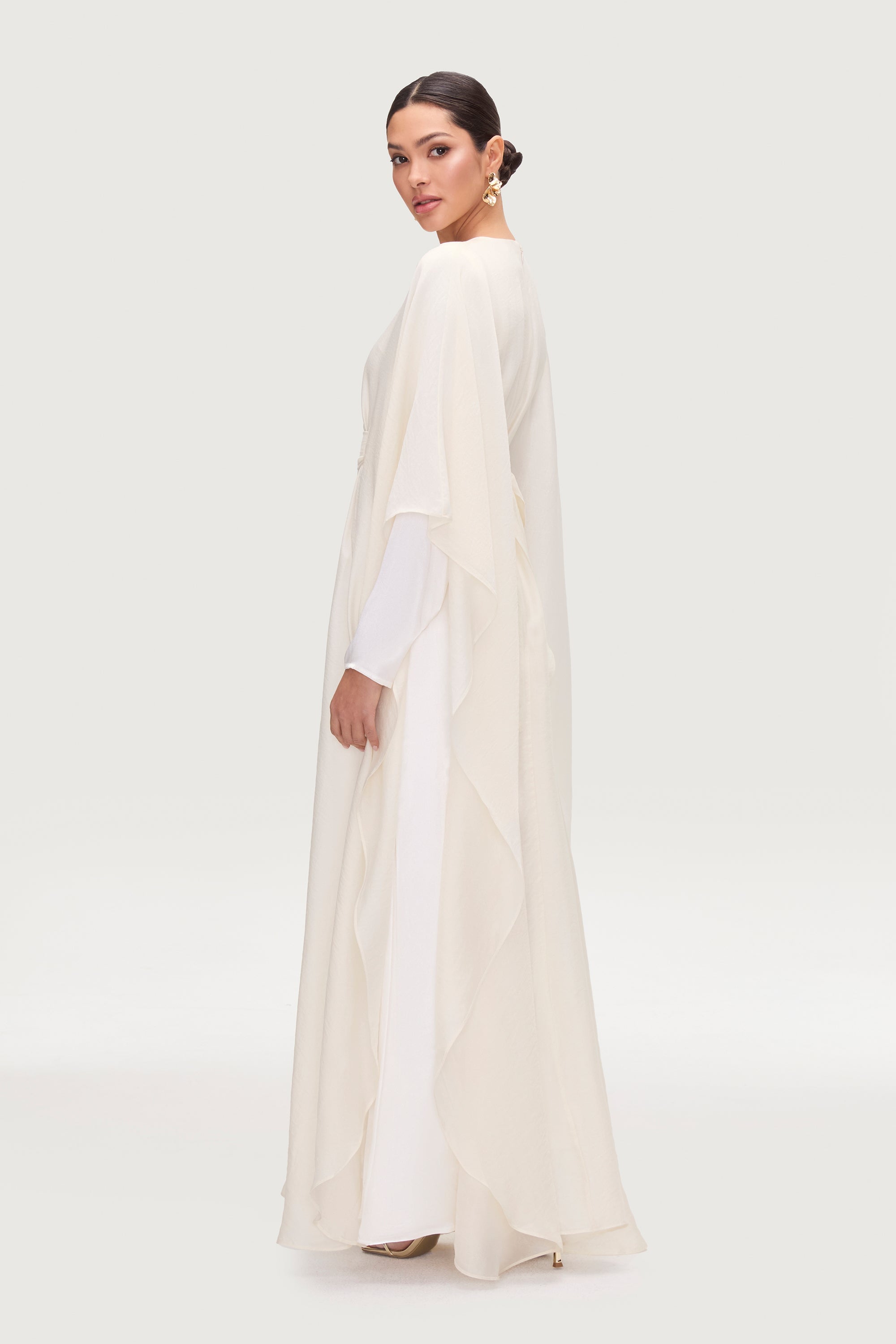 Ethereal Silk Tie Waist Maxi Dress - Moonbeam