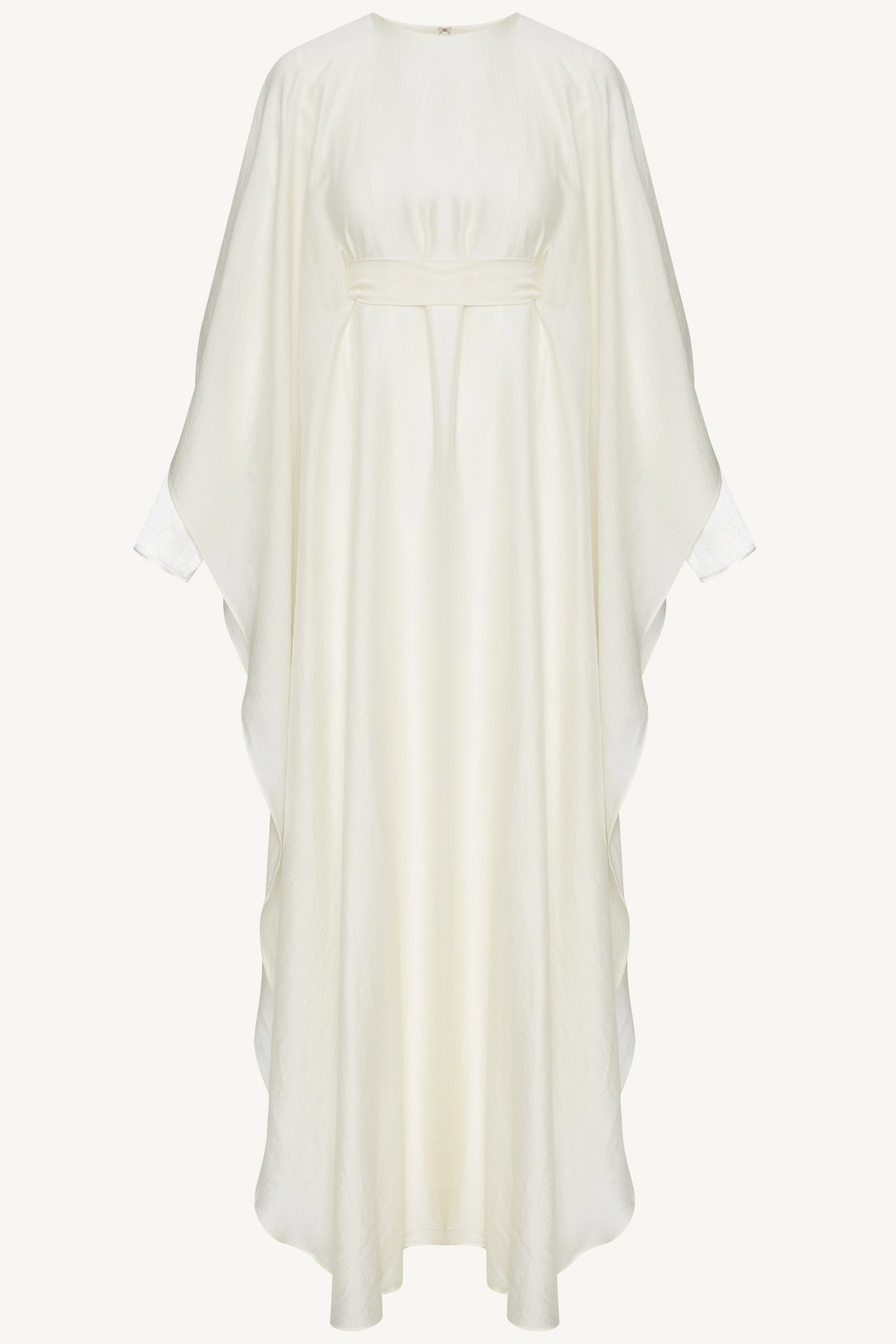 Ethereal Silk Tie Waist Maxi Dress - Moonbeam