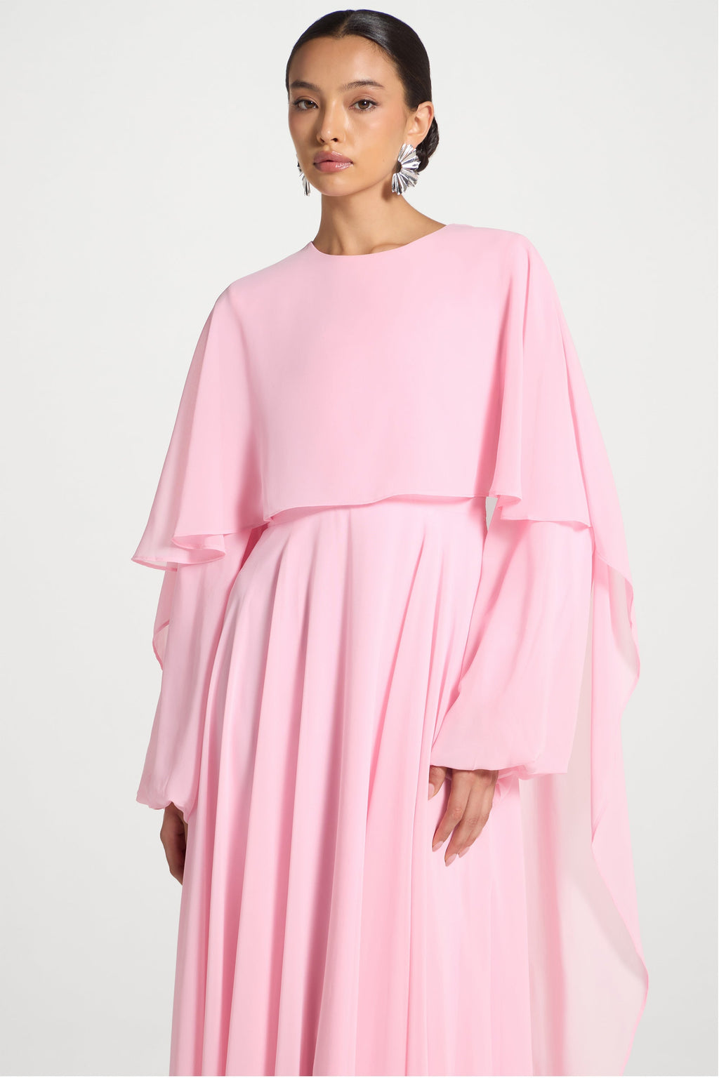 Falak Draped Chiffon Maxi Dress - Pastel Pink