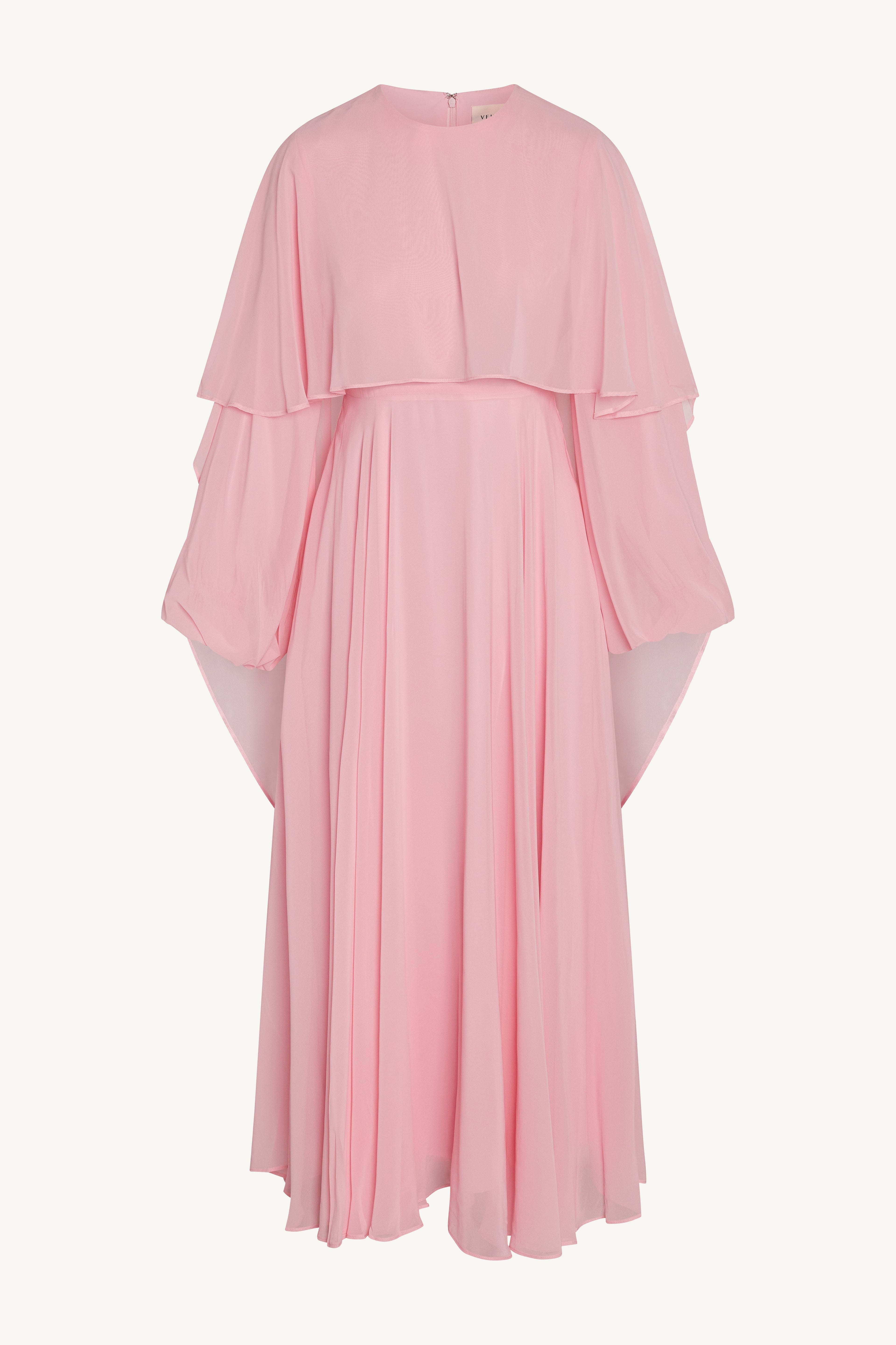 Falak Draped Chiffon Maxi Dress - Pastel Pink