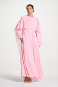 Falak Draped Chiffon Maxi Dress - Pastel Pink