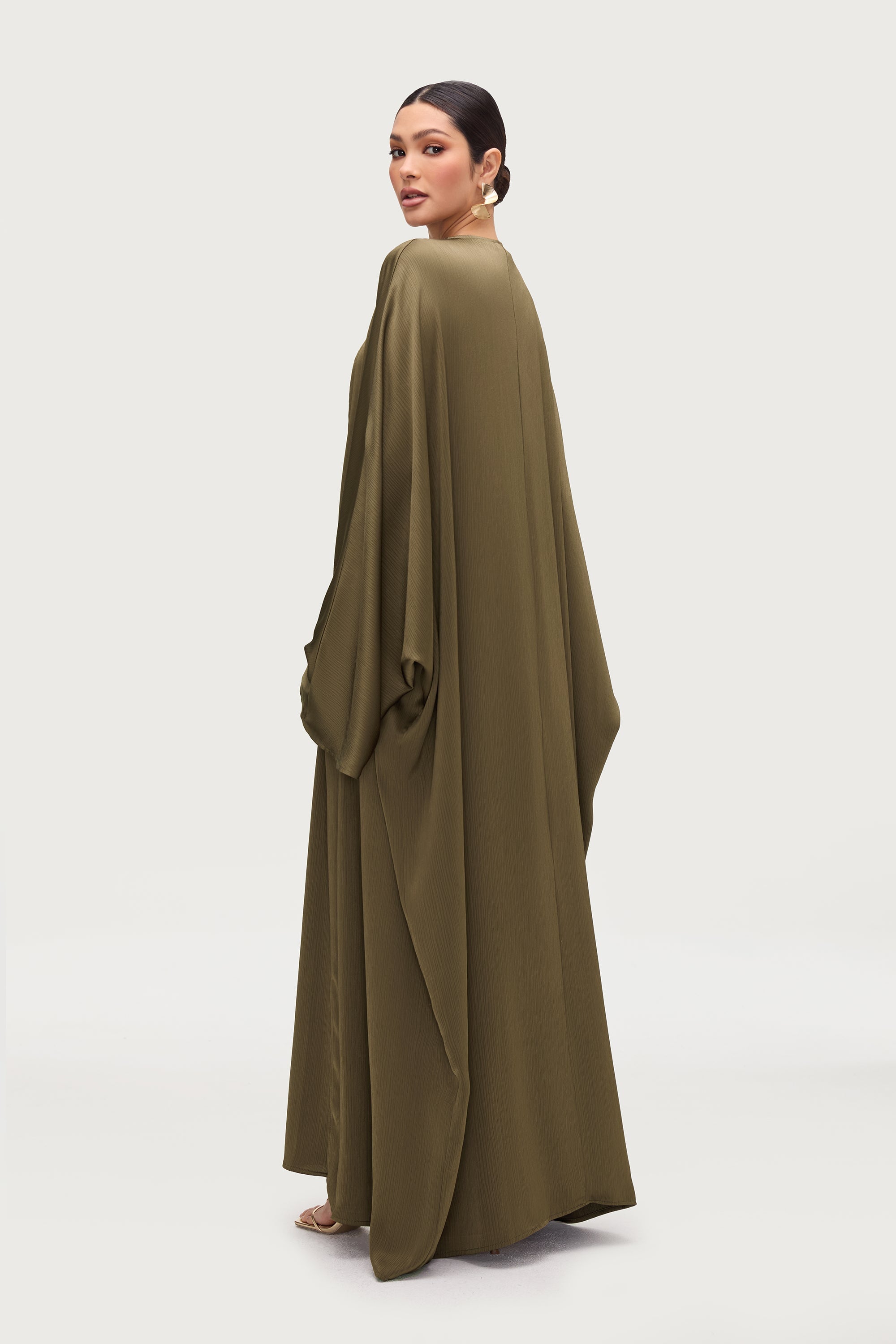 Ghada Satin Open Abaya & Dress Set - Kalamata