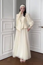Mia Beaded Blazer Flowy Skirt Set