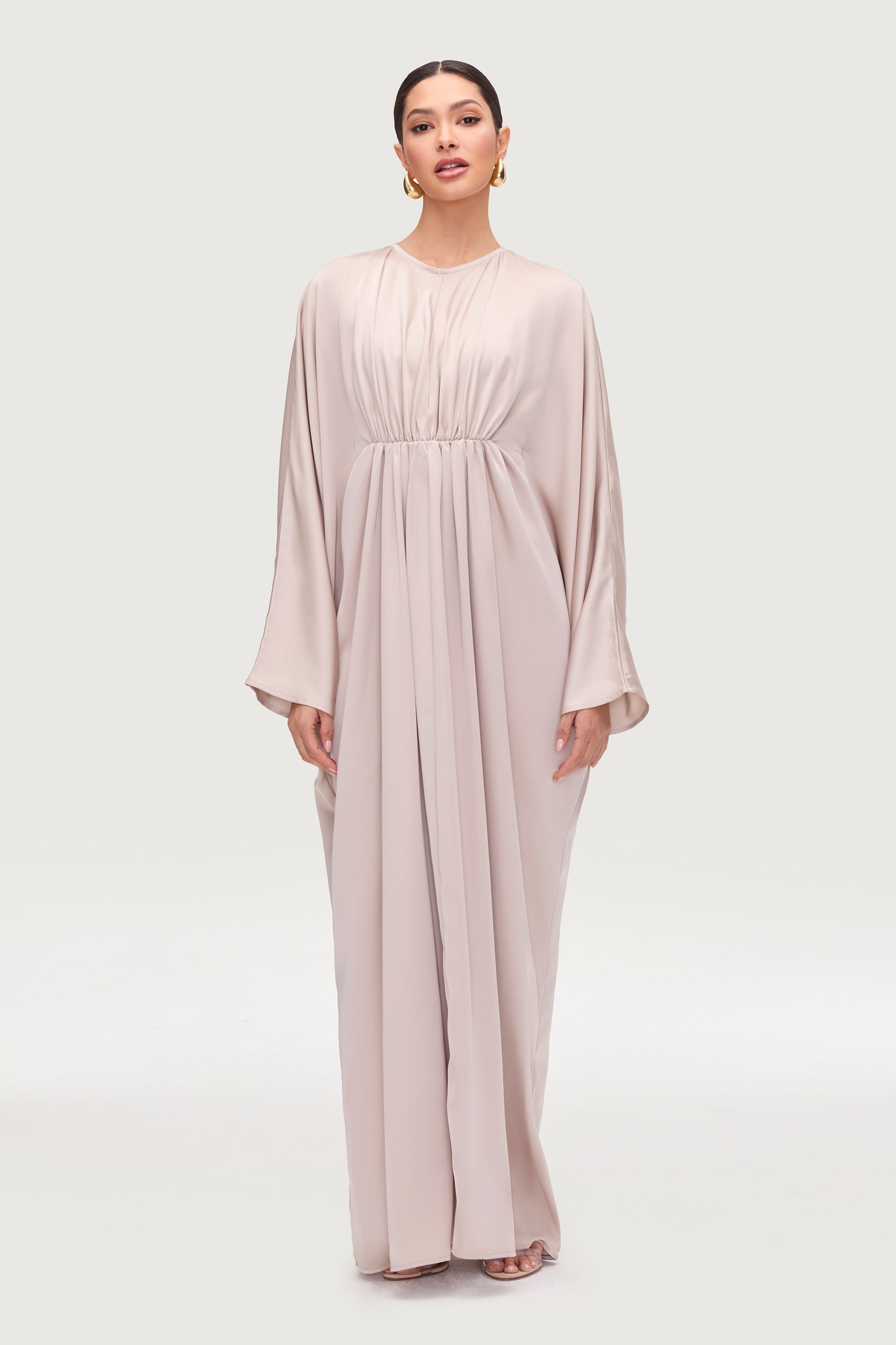 Habeeba Pleated Batwing Maxi Dress - Cloud