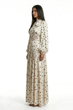 Farah Bow Neck Polka Dot Tiered Maxi Dress