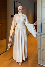 Maya Fluid Draped High Neck Dress