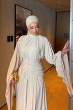 Maya Fluid Draped High Neck Dress