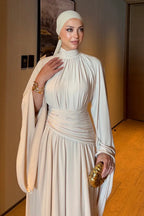 Maya Fluid Draped High Neck Dress