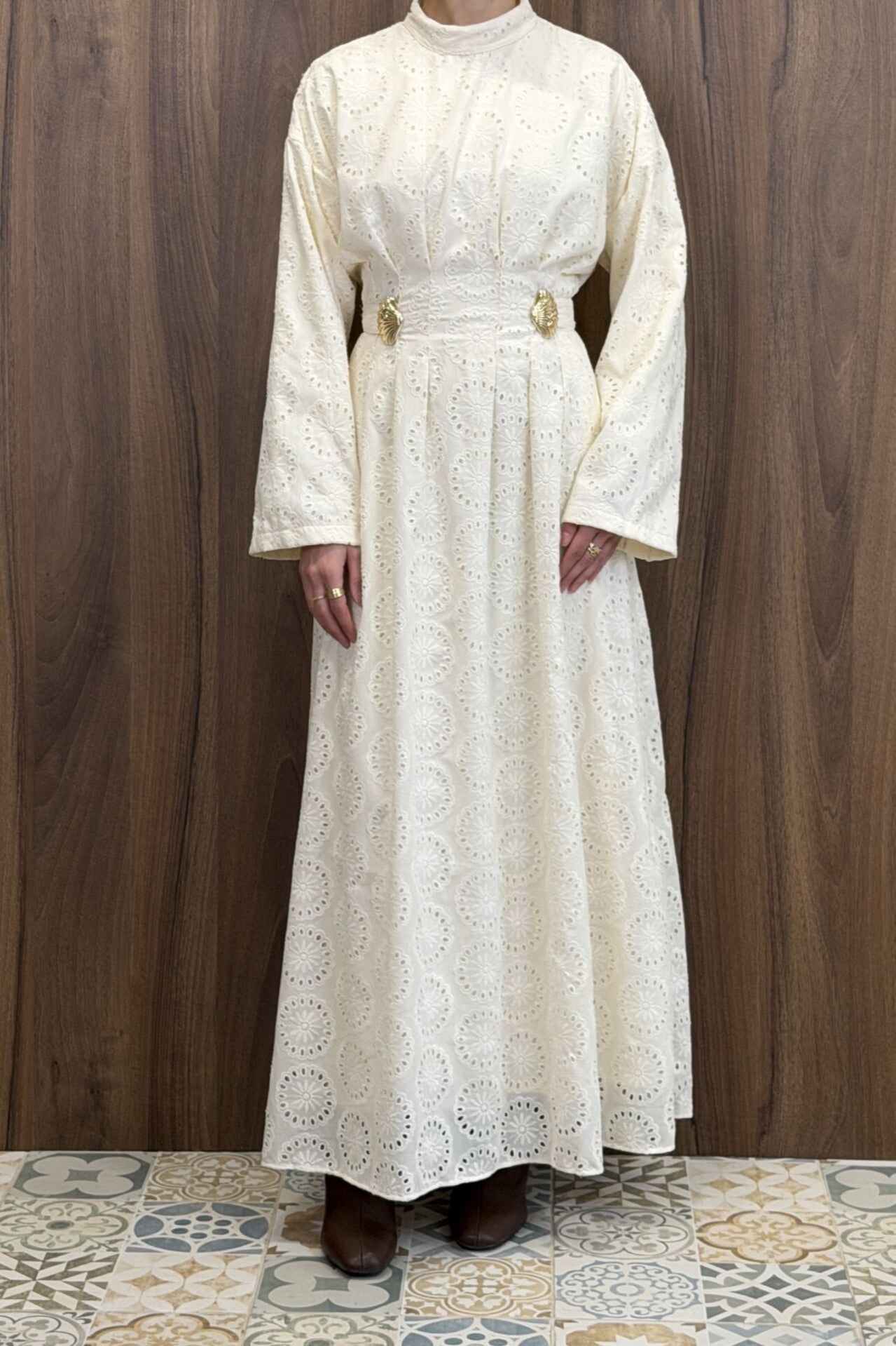 Maya Eyelet Embroidered Maxi Dress