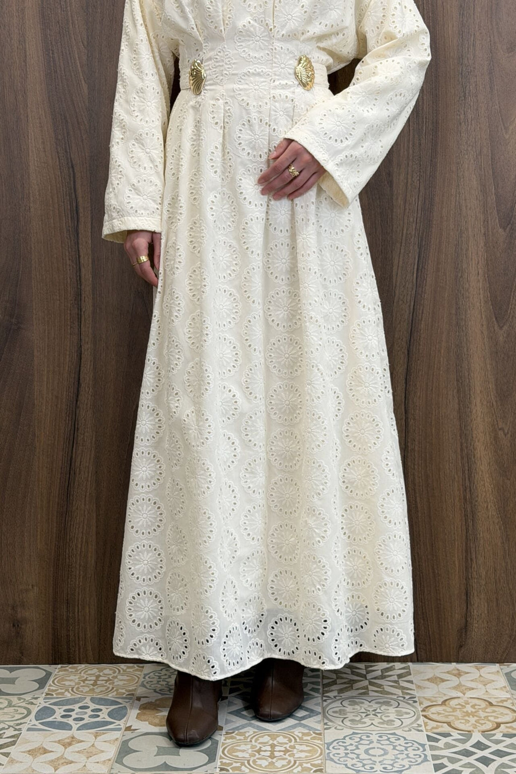 Maya Eyelet Embroidered Maxi Dress