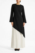 Zoe Asymmetrical Flare Sleeve Tunic Top-Black