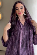 Laila Printed Abaya With Matching Headscarf-Purple
