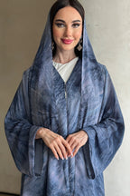 Laila Printed Abaya With Matching Headscarf-Blue