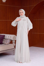 Sophia Chiffon Layered Applique Maxi Dress-Grey