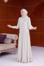 Sophia Chiffon Layered Applique Maxi Dress-Grey