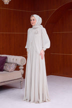 Sophia Chiffon Layered Applique Maxi Dress-Grey