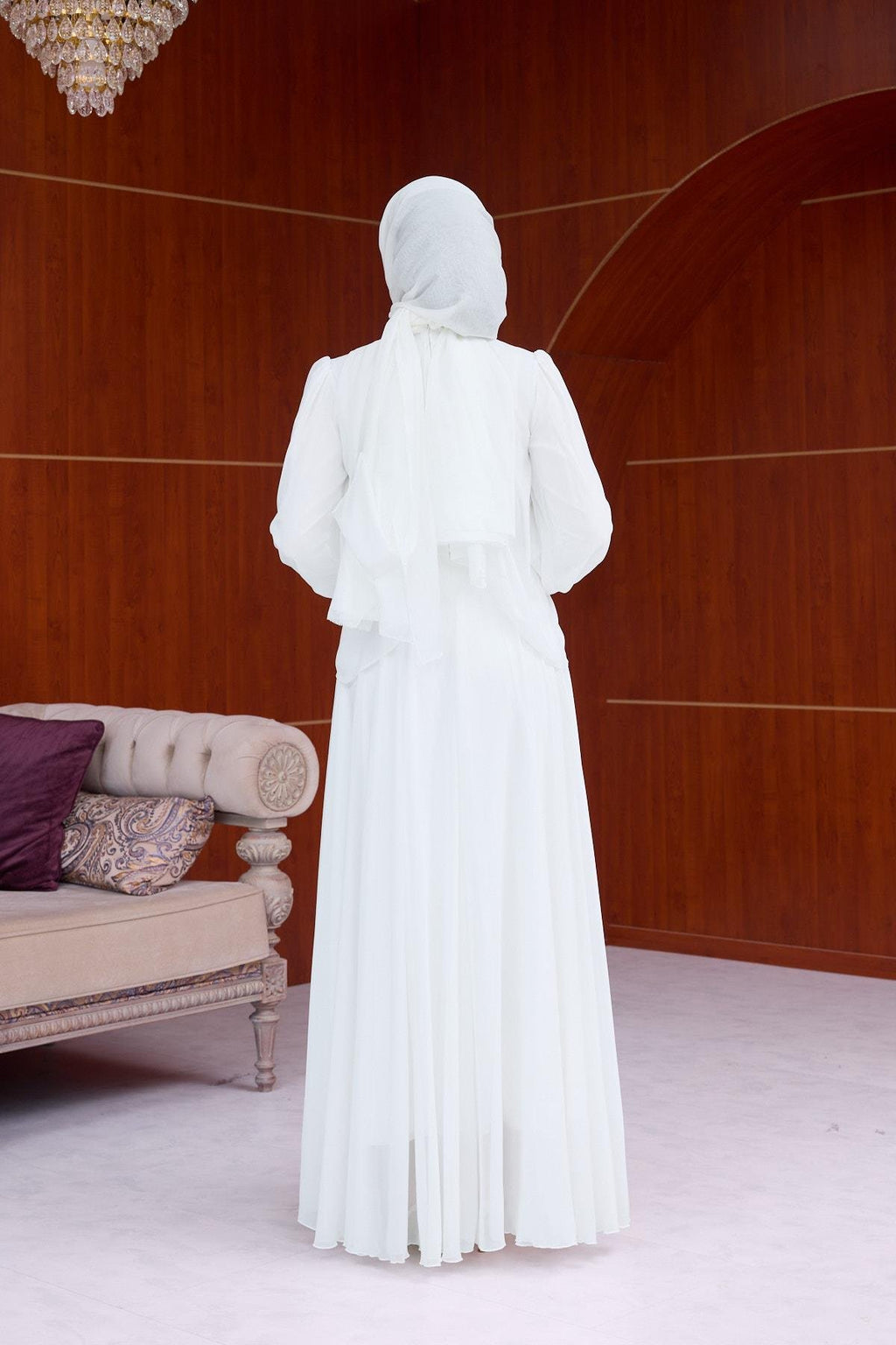 Sophia Chiffon Layered Applique Maxi Dress-White