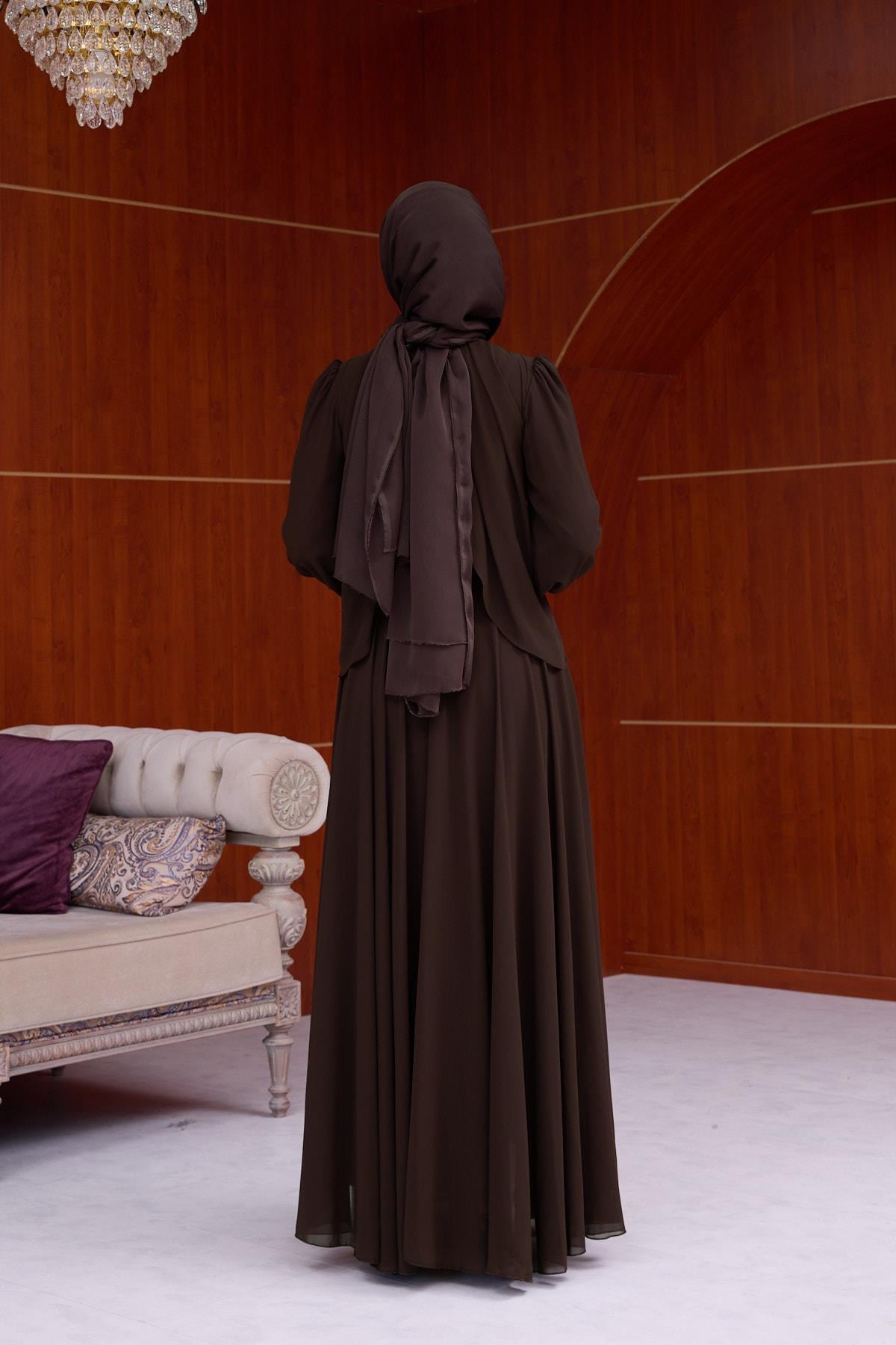 Sophia Chiffon Layered Applique Maxi Dress-Black