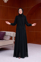 Sophia Chiffon Layered Applique Maxi Dress-Black