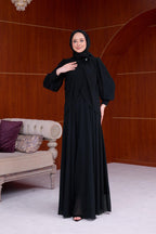 Sophia Chiffon Layered Applique Maxi Dress-Black