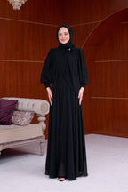 Sophia Chiffon Layered Applique Maxi Dress-Black