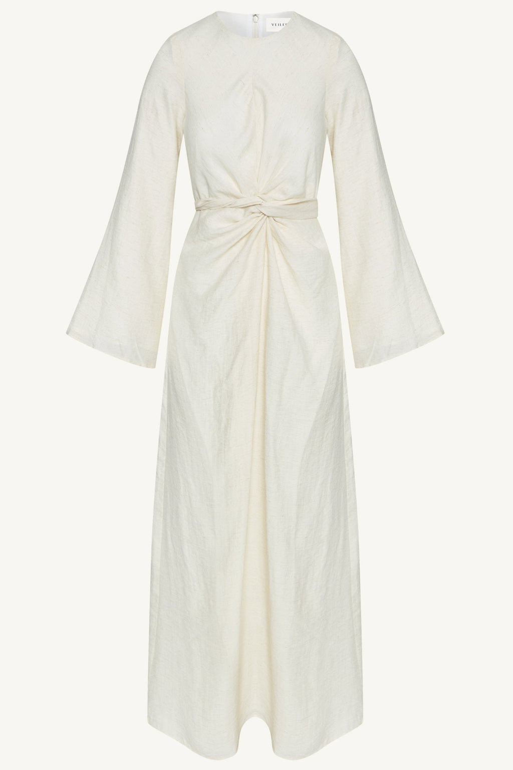 Linen Blend Tie Waist Maxi Dress - Ivory