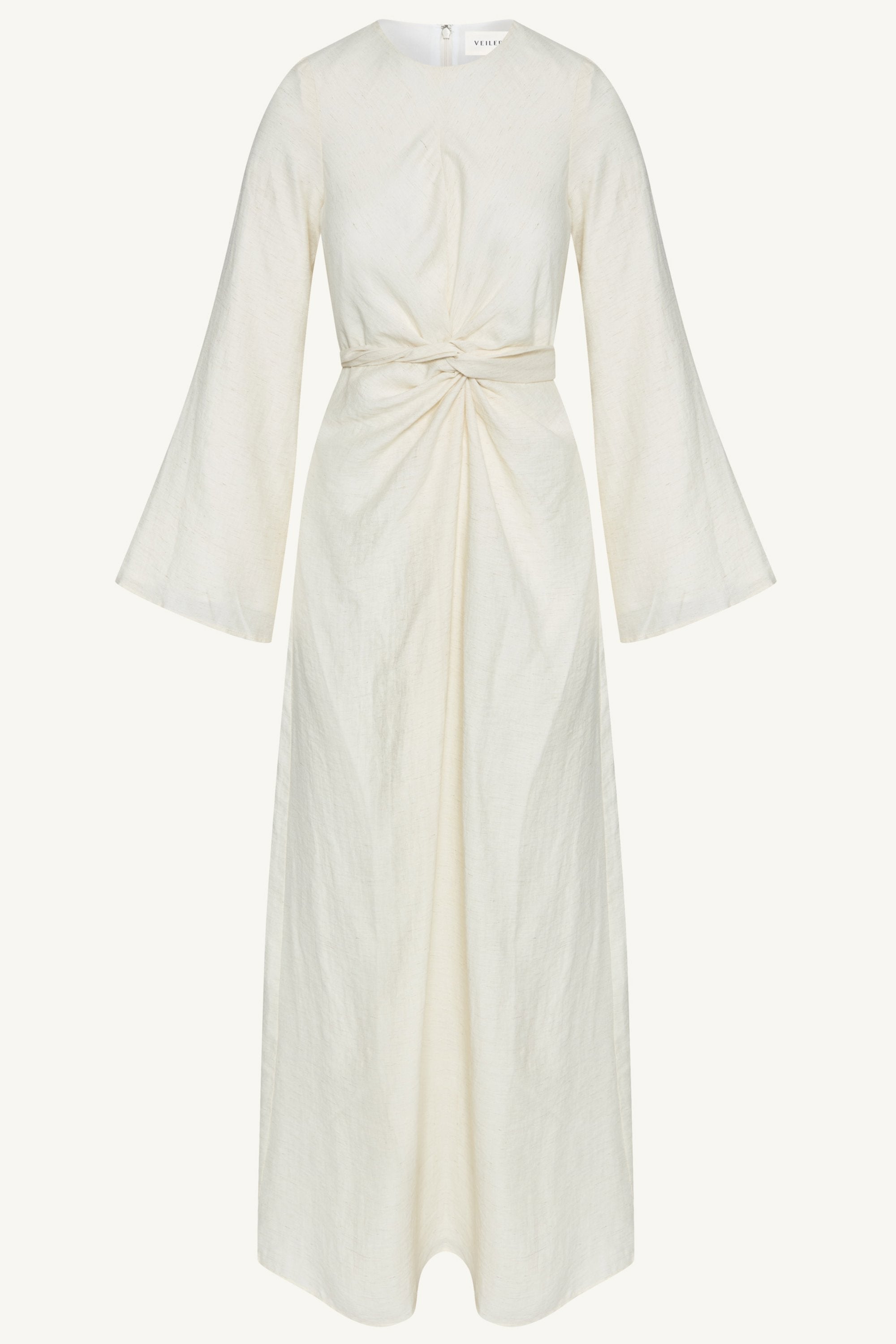 Linen Blend Tie Waist Maxi Dress - Ivory