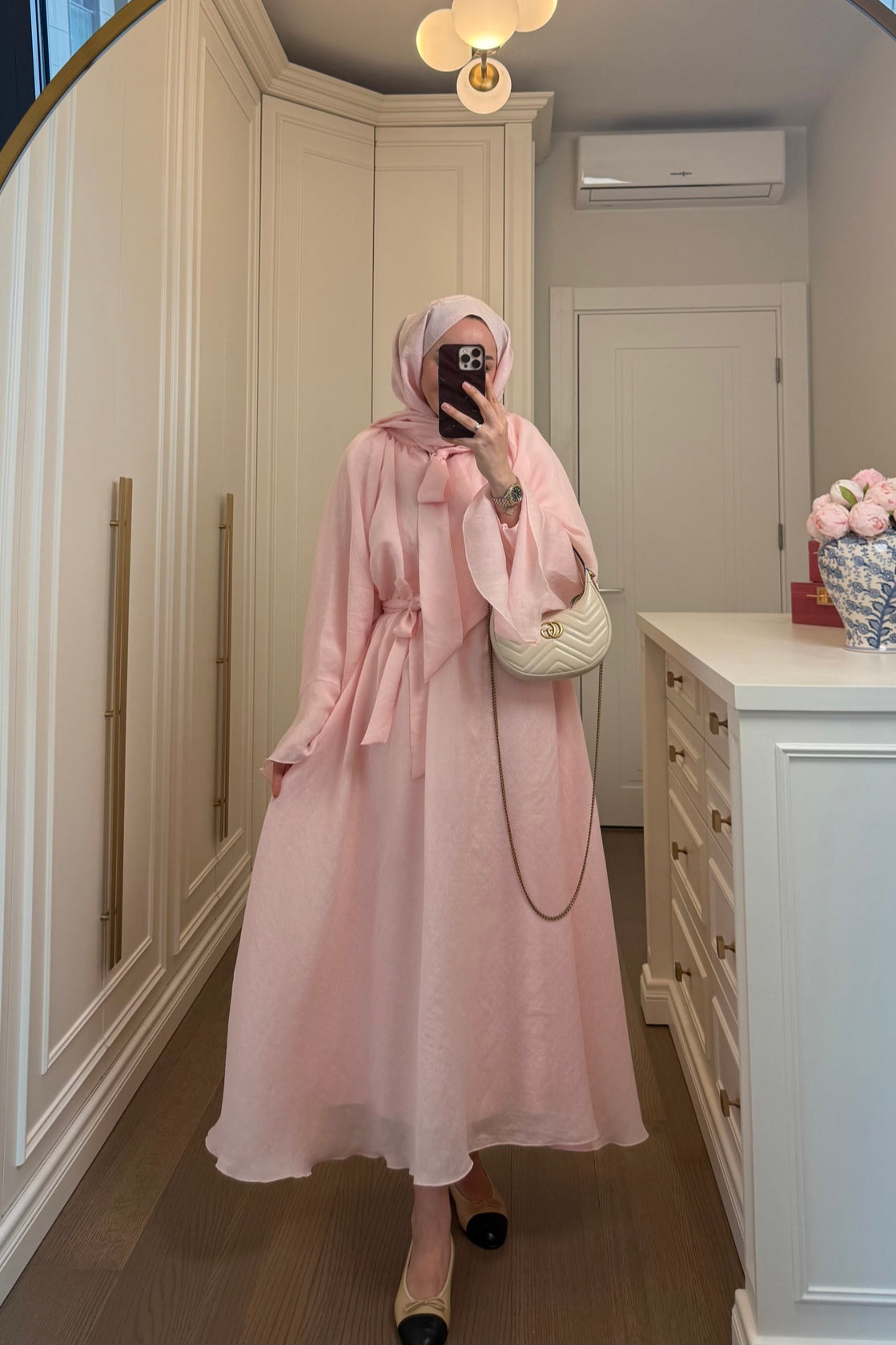 Luminous Organza Dual Tie Bow Flared A Line Maxi Dress