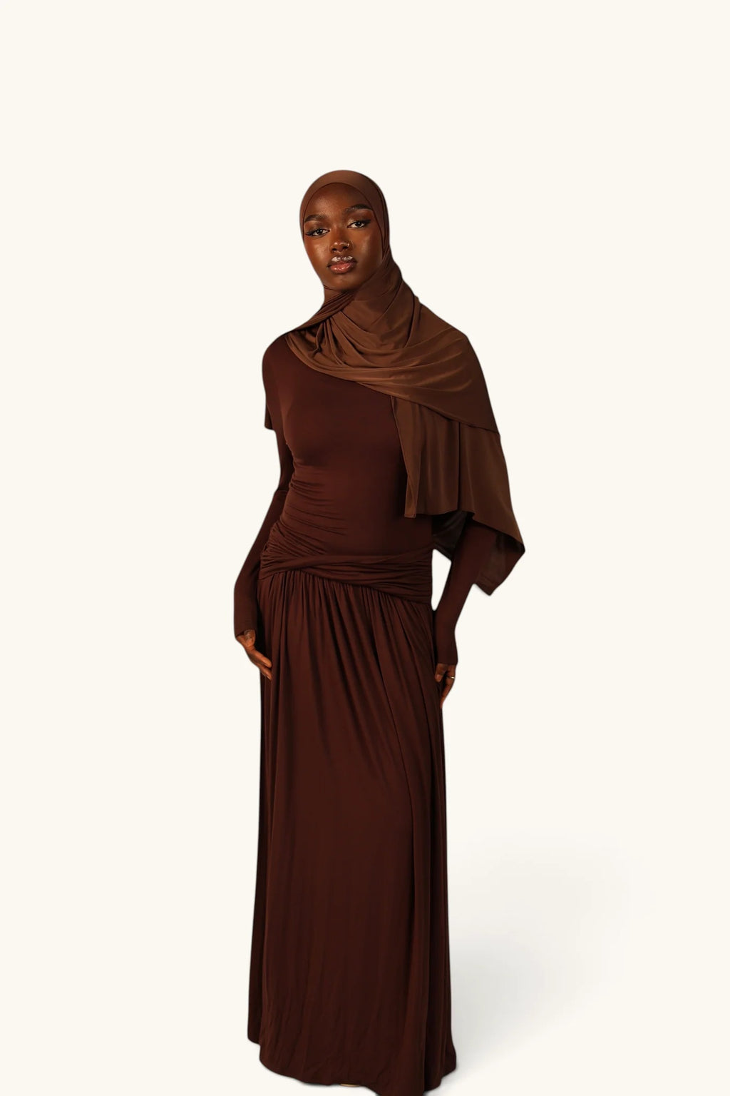 Mara Twist‑Waist Long Sleeve Maxi Dress