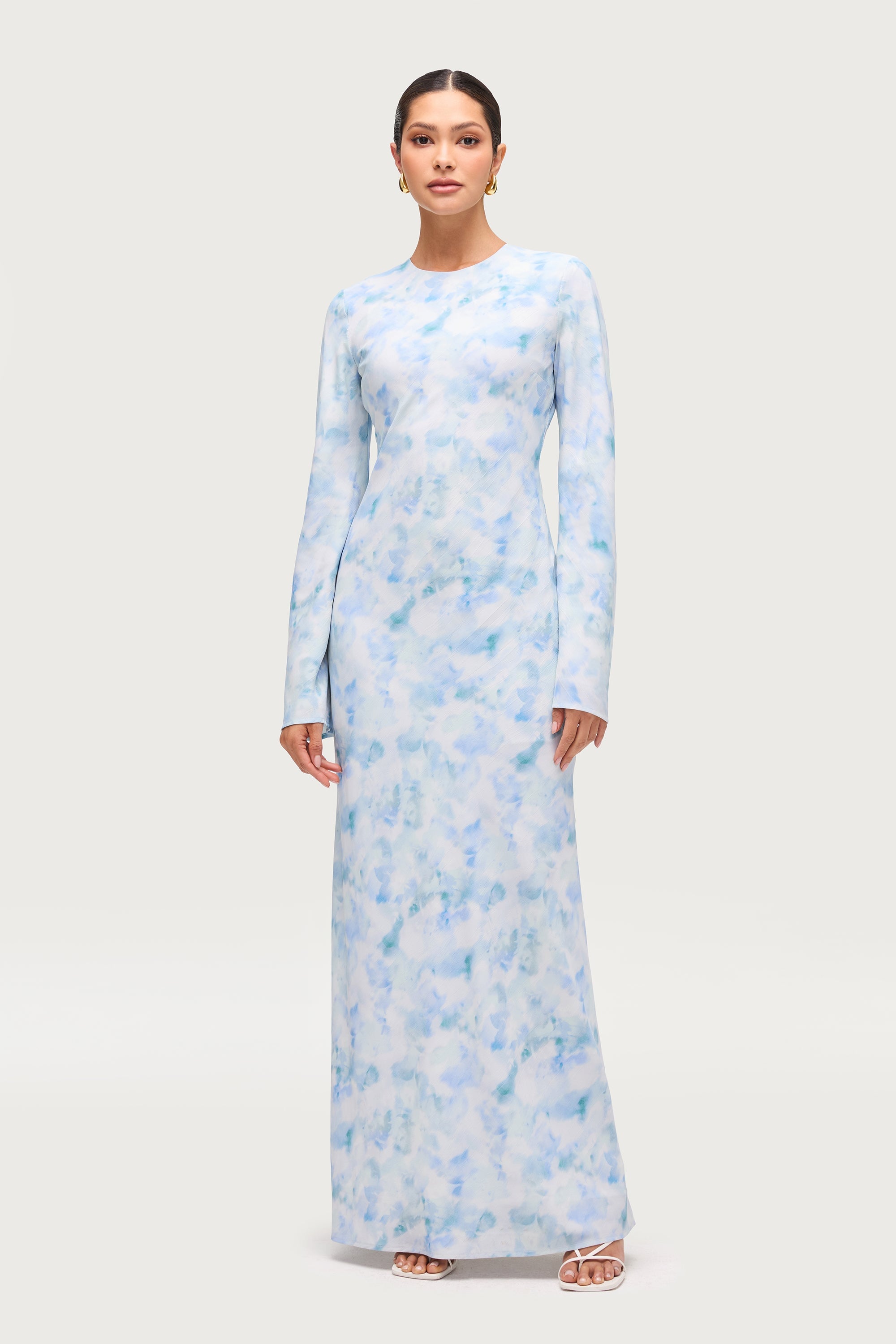 Lujain Printed Maxi Dress - Blue Watercolor
