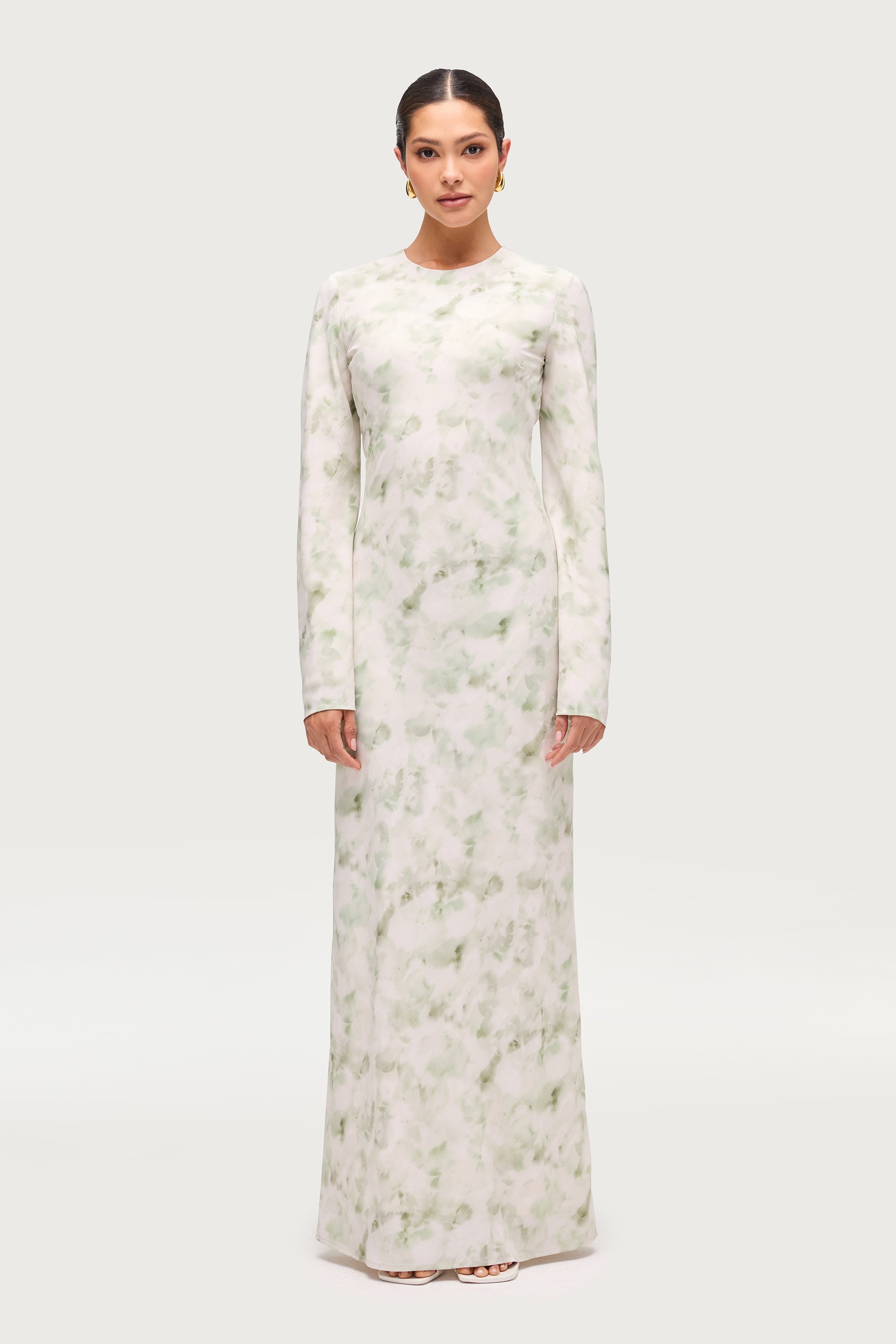 Lujain Printed Maxi Dress - Sage Watercolor