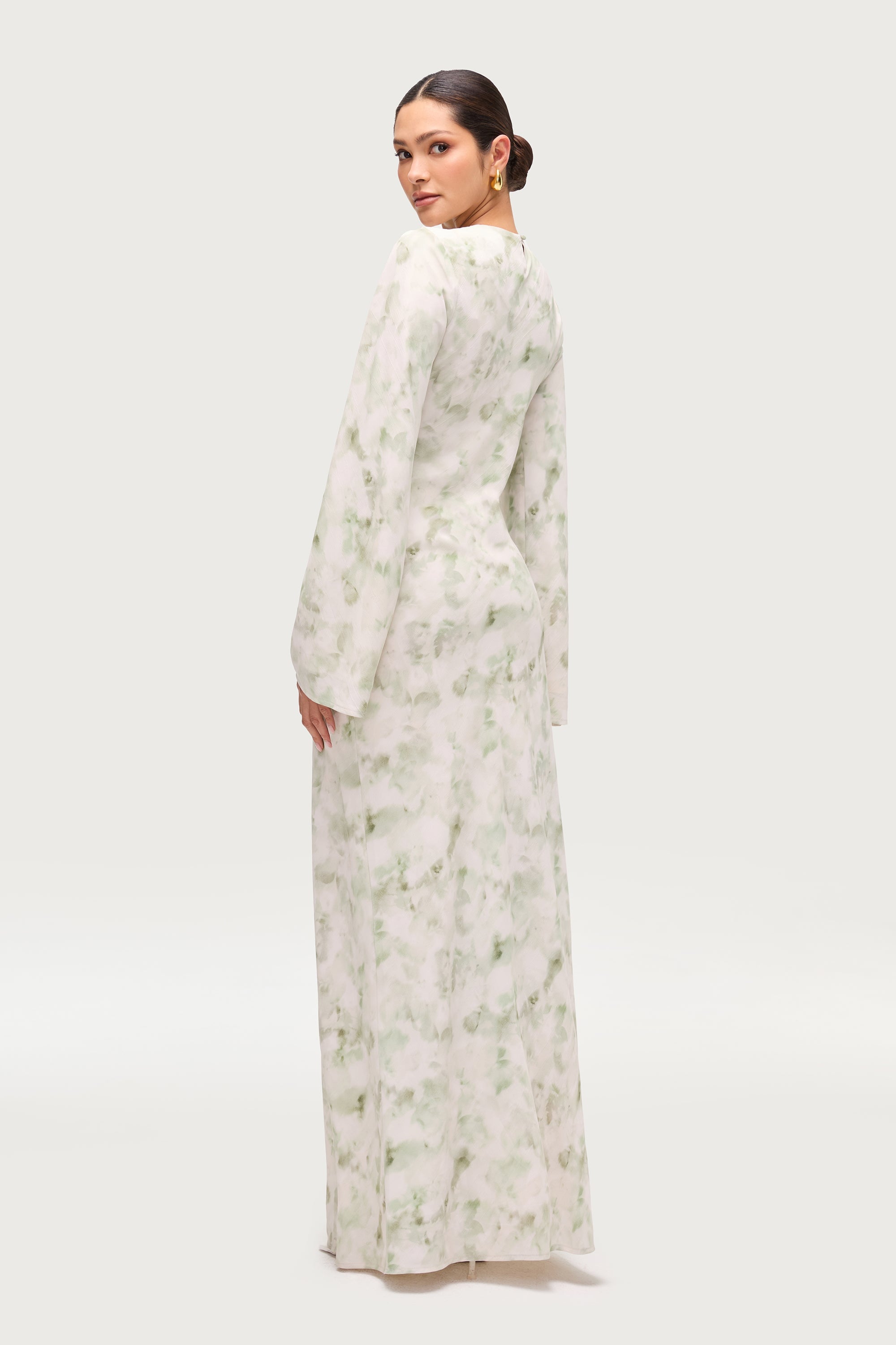 Lujain Printed Maxi Dress - Sage Watercolor