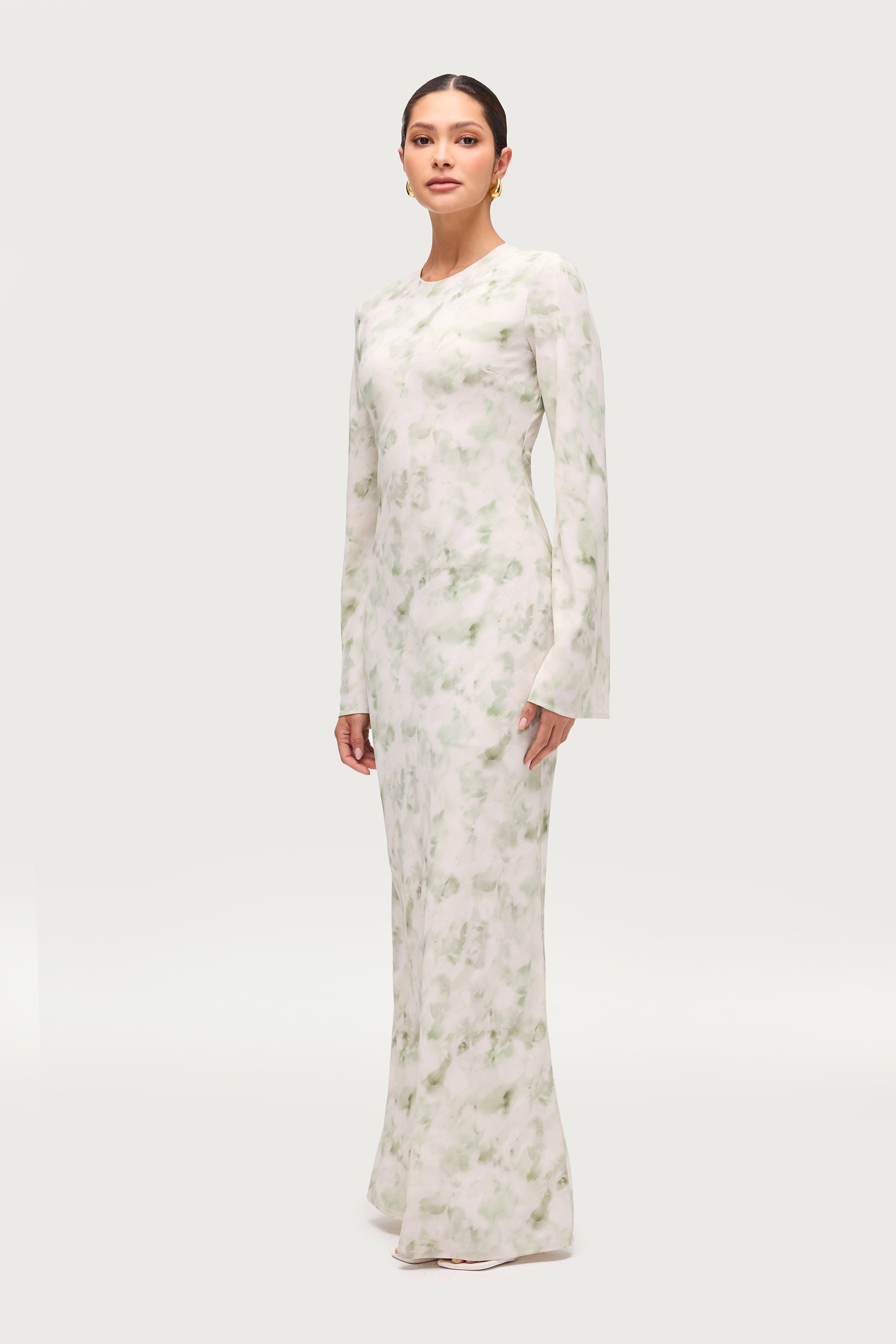 Lujain Printed Maxi Dress - Sage Watercolor