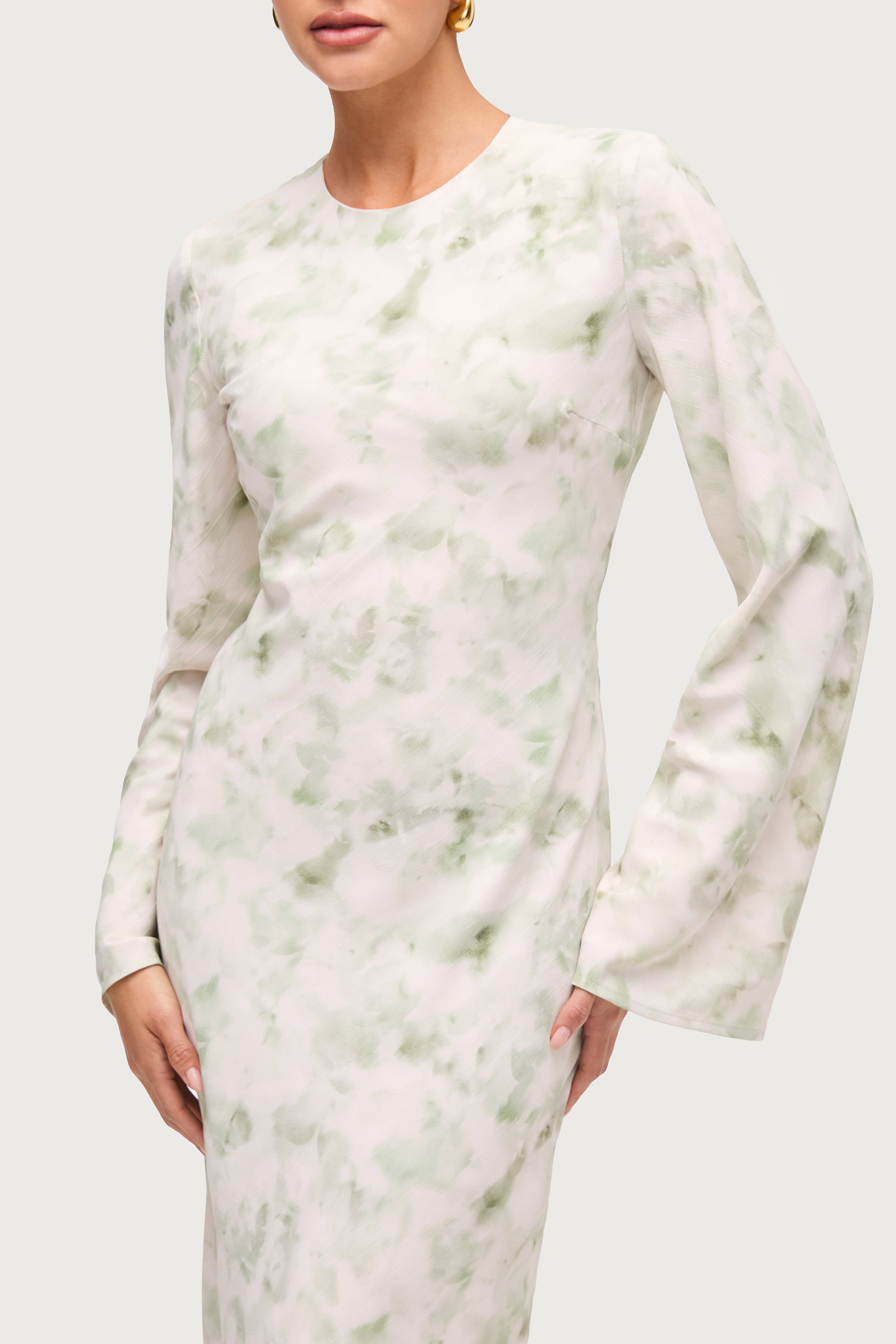 Lujain Printed Maxi Dress - Sage Watercolor