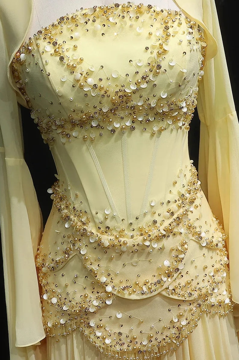 Fara Couture Boned Corset Gown