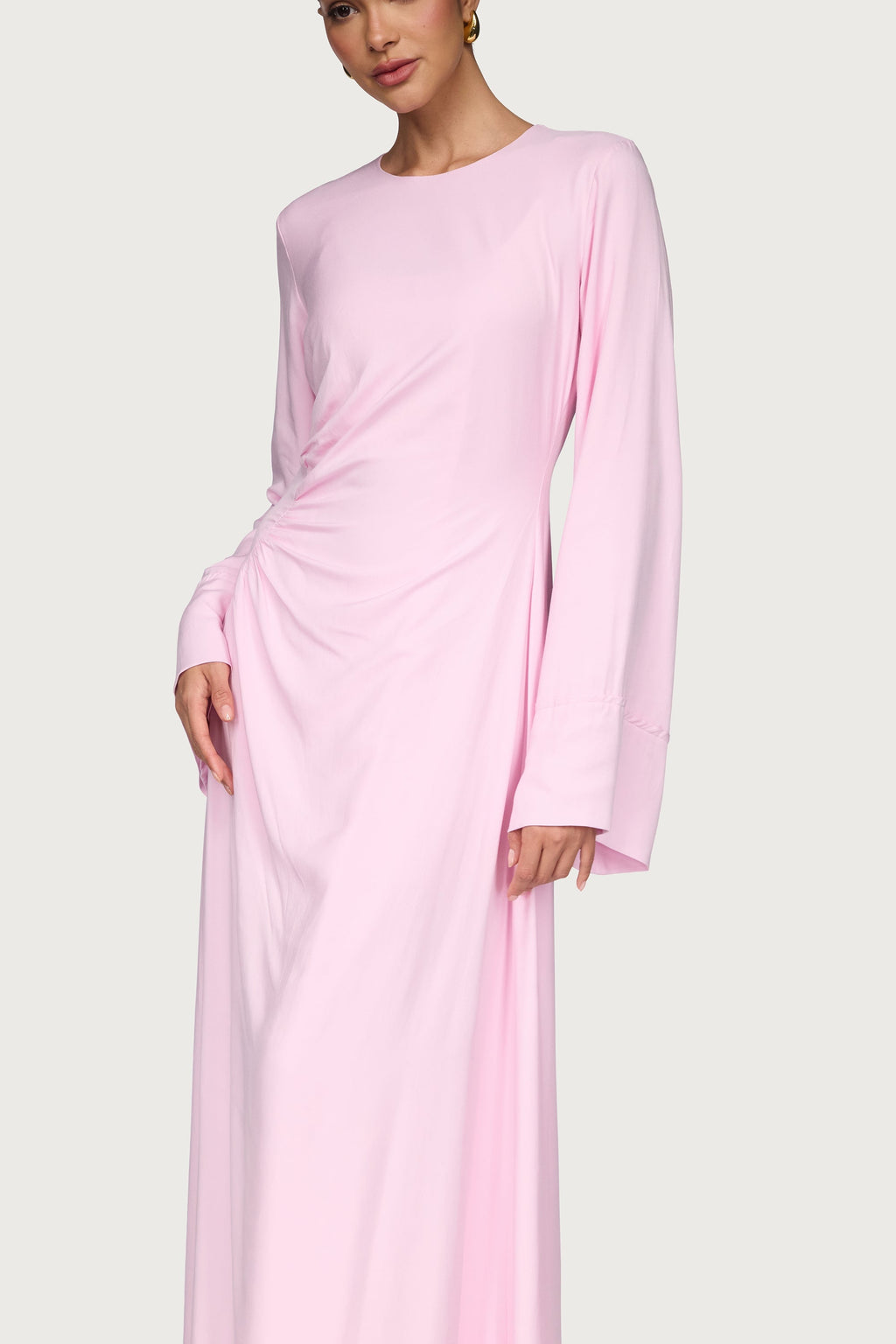 Mais Asymmetric Maxi Dress - Pastel Pink