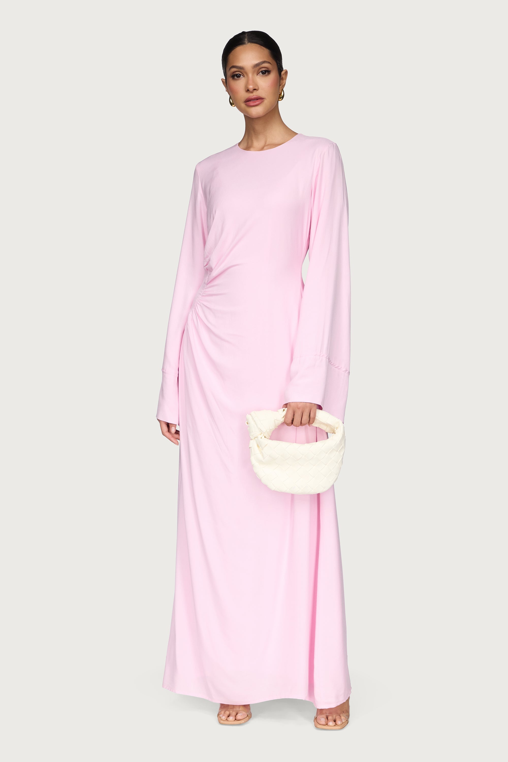 Mais Asymmetric Maxi Dress - Pastel Pink