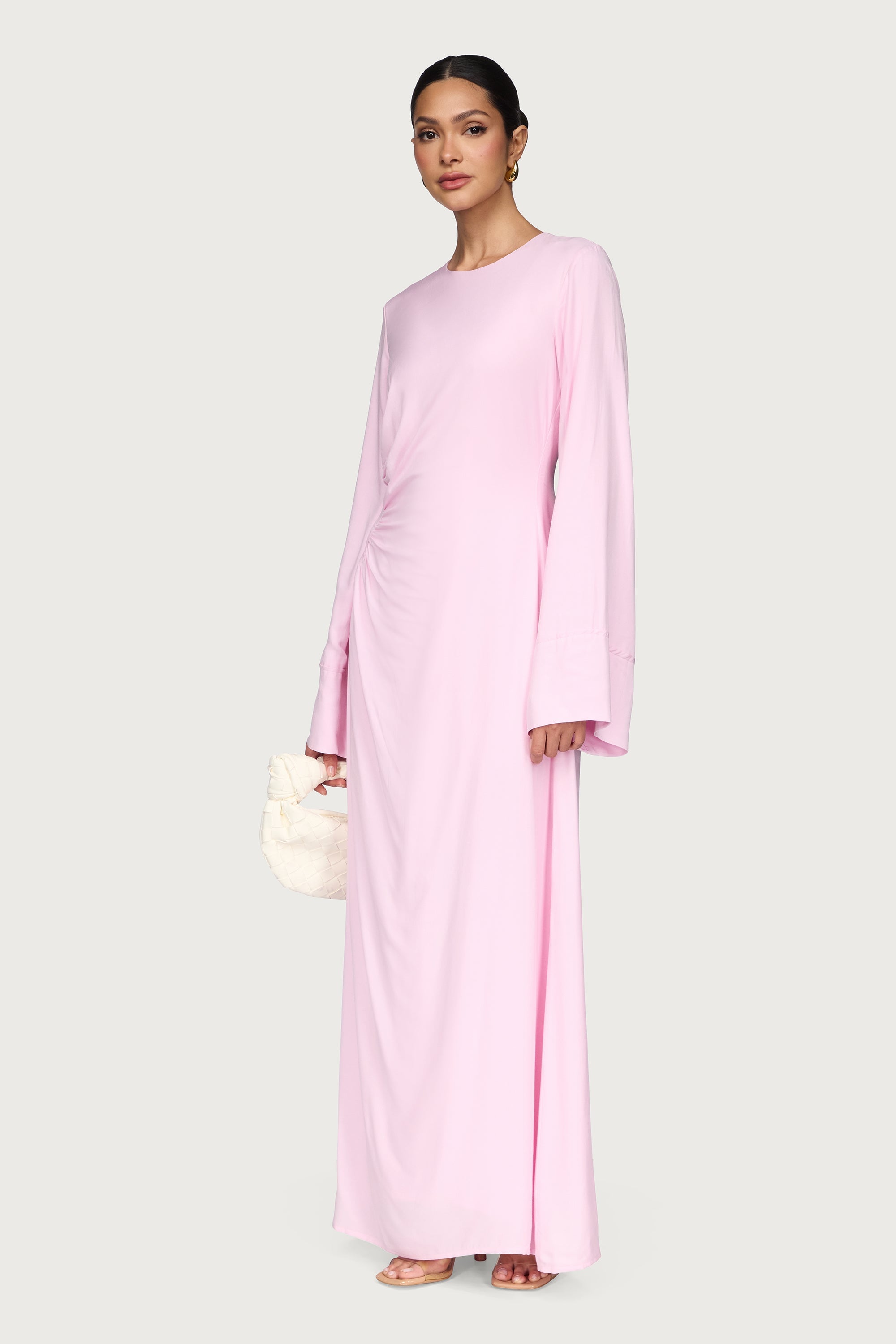 Mais Asymmetric Maxi Dress - Pastel Pink