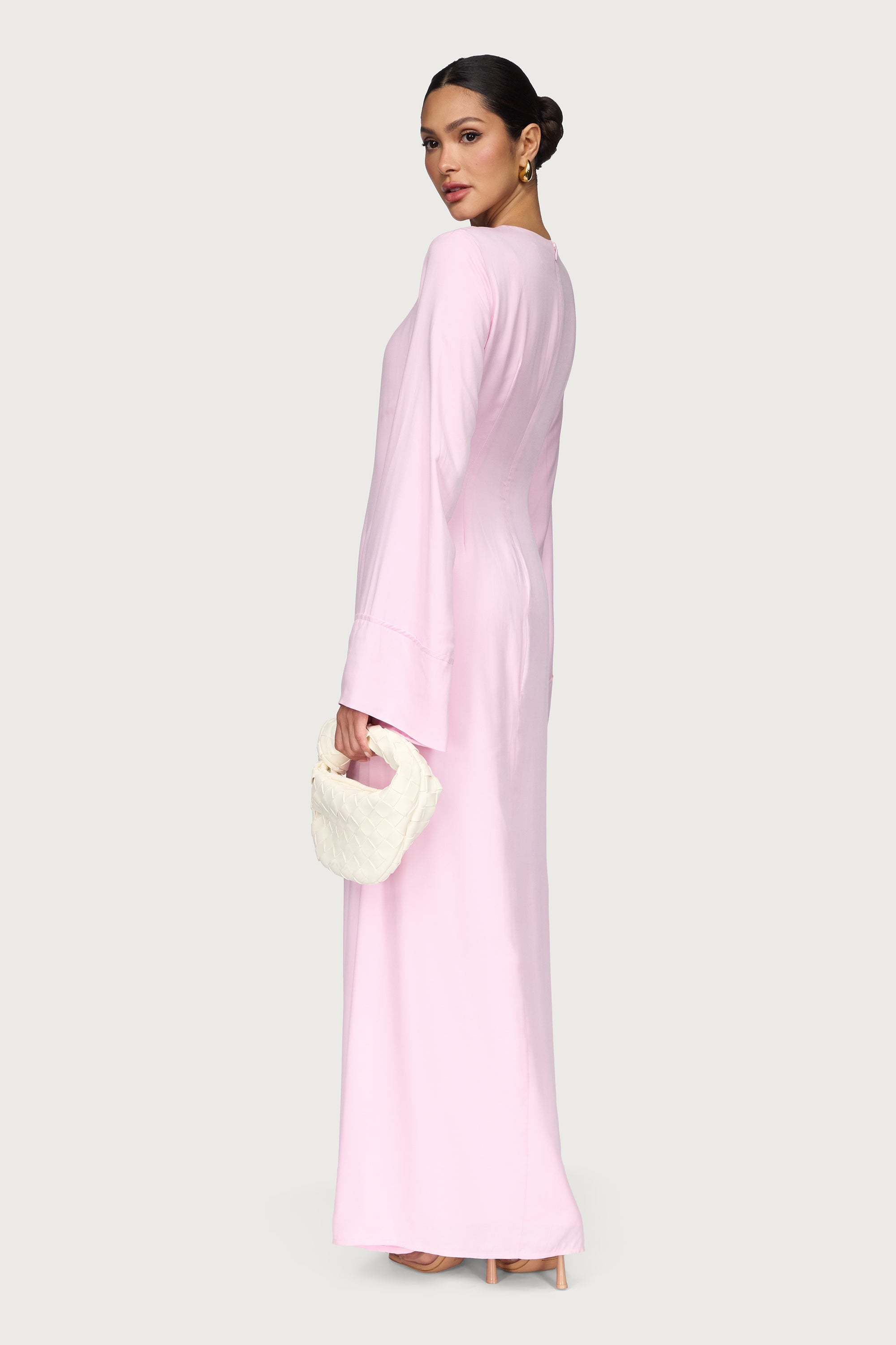 Mais Asymmetric Maxi Dress - Pastel Pink