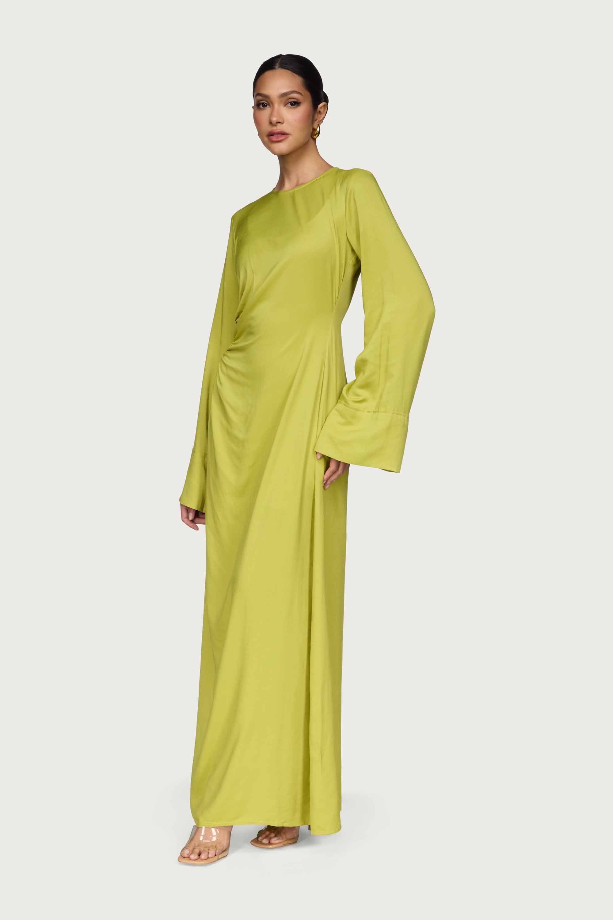 Mais Asymmetric Maxi Dress - Pear