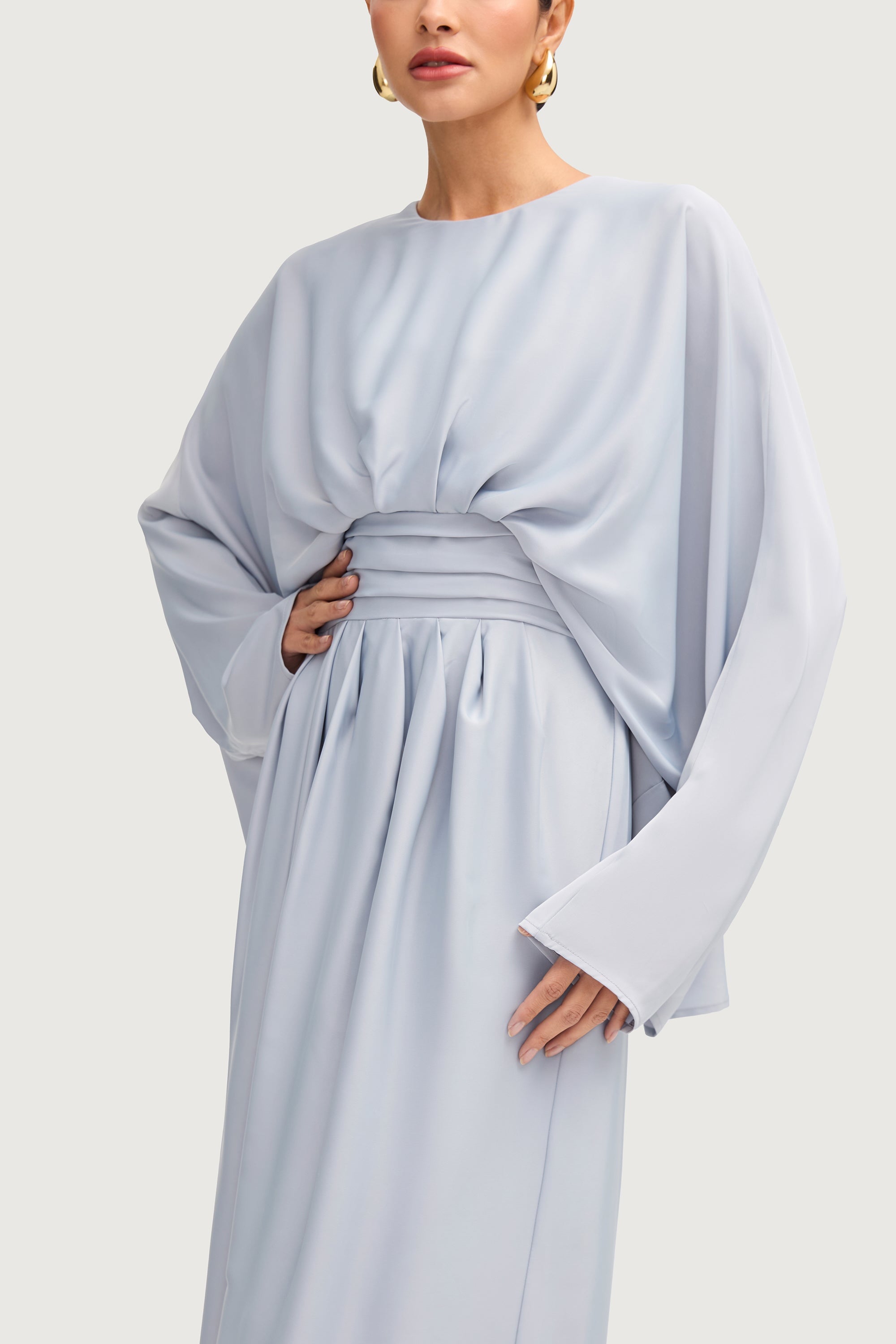 Maleeka Drape Maxi Dress - Pastel Blue