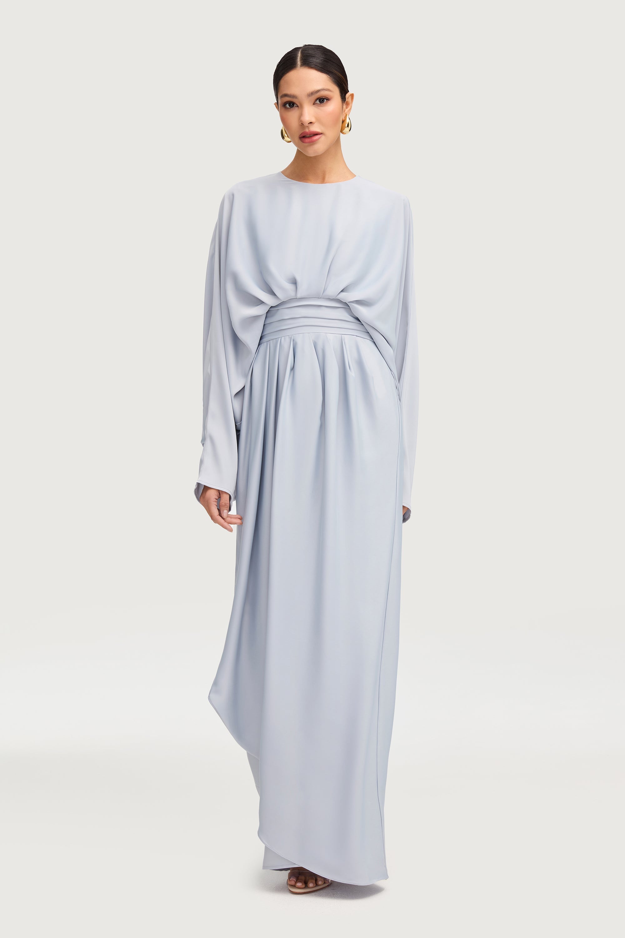 Maleeka Drape Maxi Dress - Pastel Blue