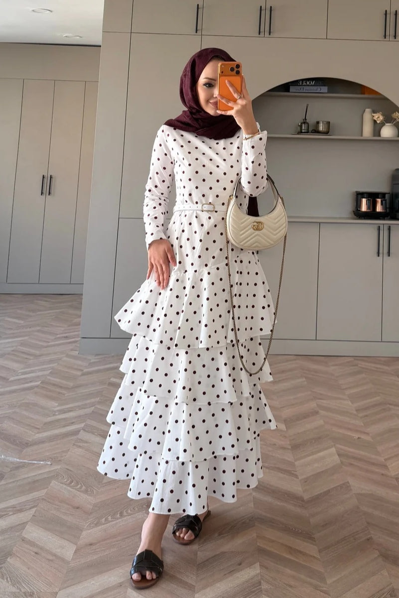 Polka Dot Tiered Ruffle Skirt Maxi Dress