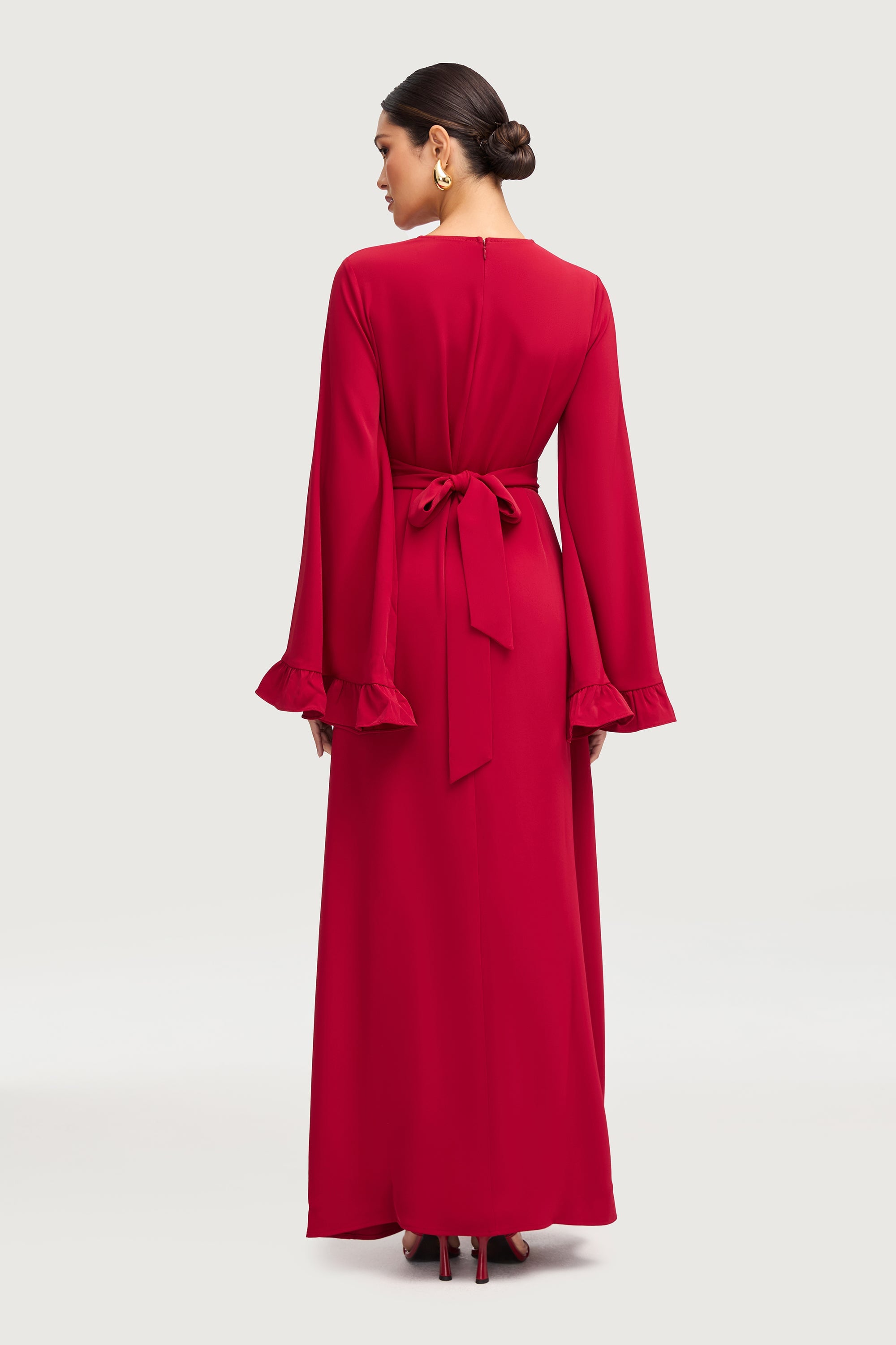 Mariam Ruffle Maxi Dress - Cherry Red