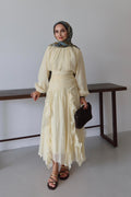 Gathered Bodice Ruched Waistband Maxi Dress