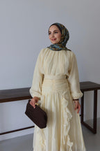 Gathered Bodice Ruched Waistband Maxi Dress