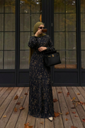 Qamar Long Sleeve Maxi Dress-Black