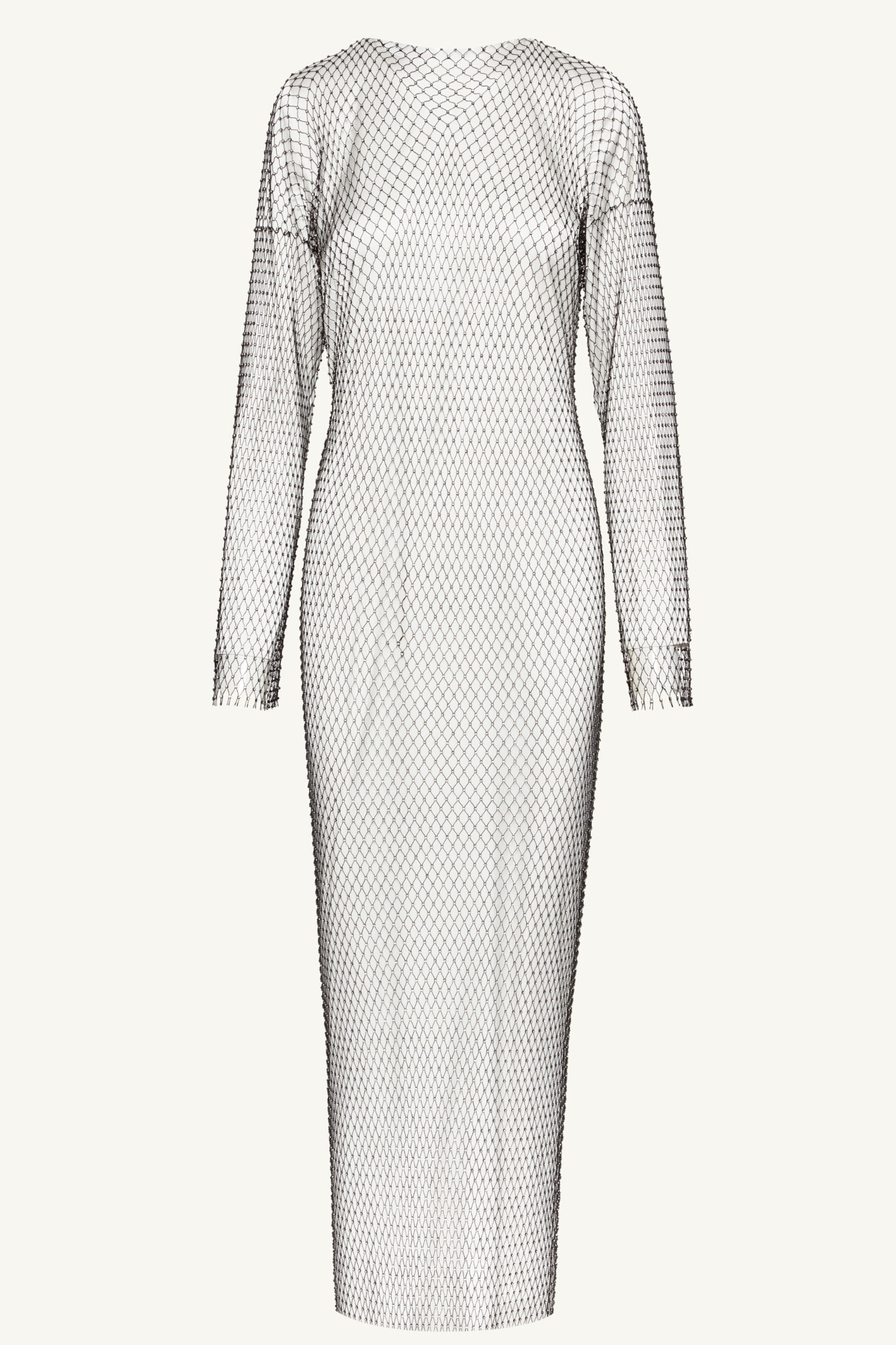 Naila Satin Crystal Maxi Dress - White