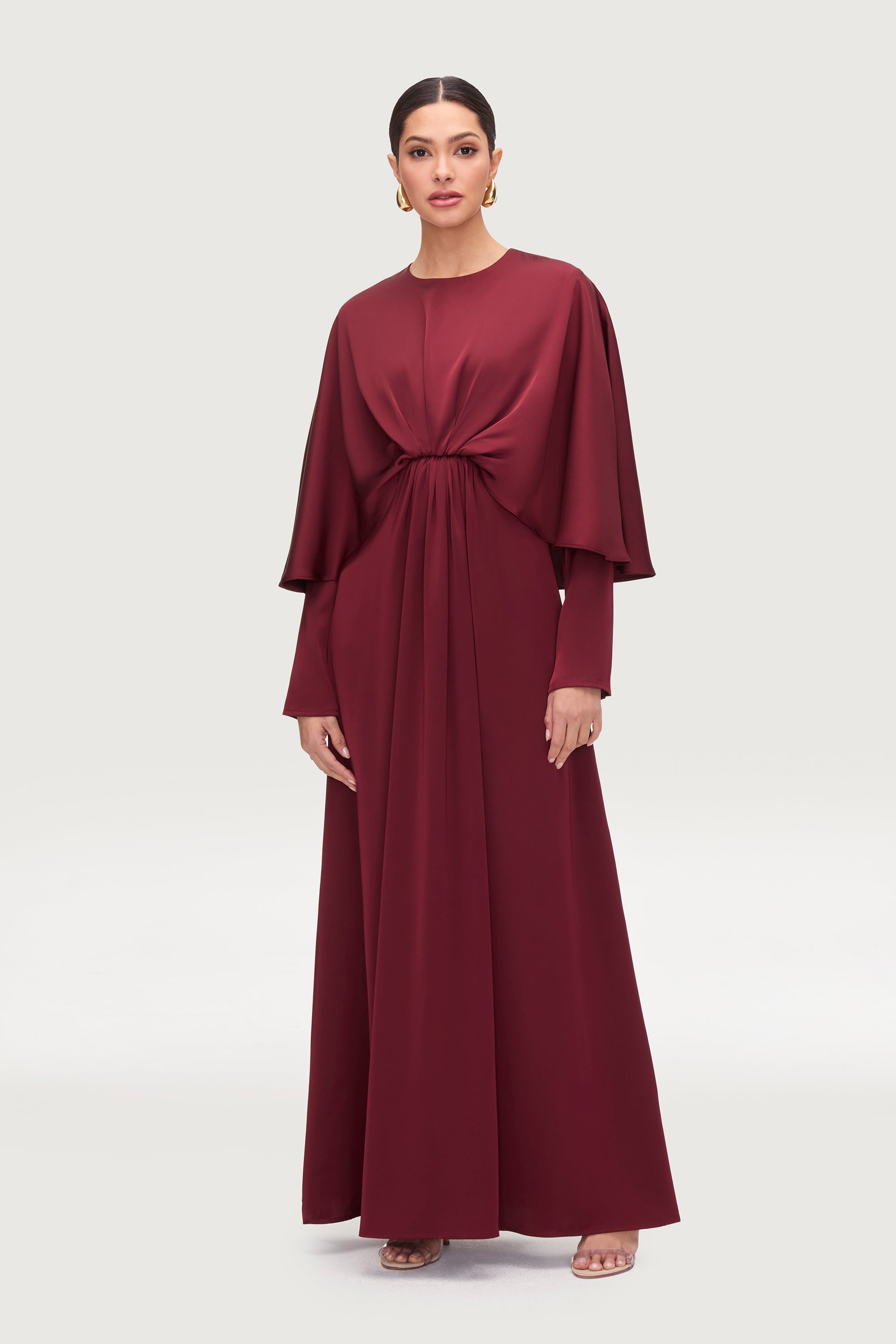 Najum Satin Cape Maxi Dress - Karaz
